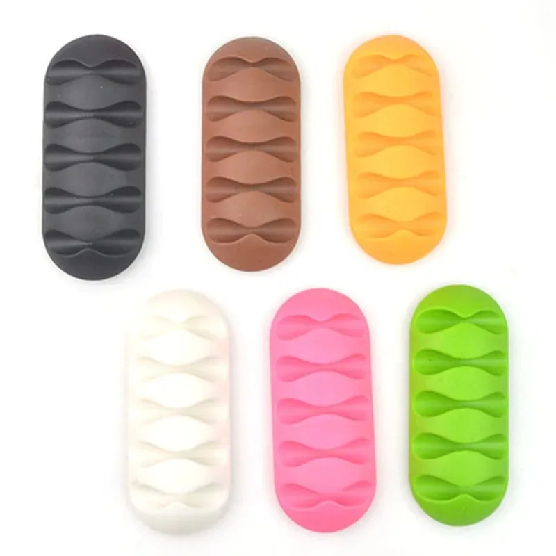 Desktop Management Holes USB Cable Organizer Cable Clamp Wire Winder Earphone Holder Cord Silicone Clips Phone Line ﻿