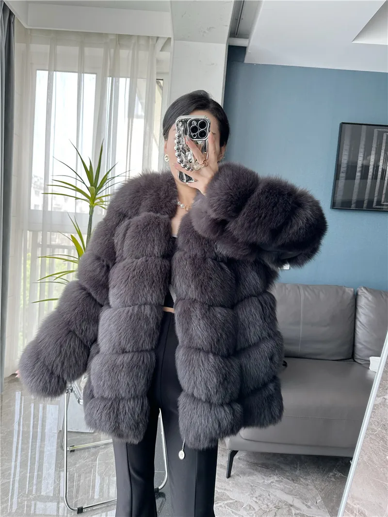 نمط جديد 2025 معاطف الفرو الحقيقي النساء الطبيعية سترات من الفرو الحقيقي الشتاء ملابس خارجية النساء معطف فرو الثعلب ملابس فرو عالية الجودة