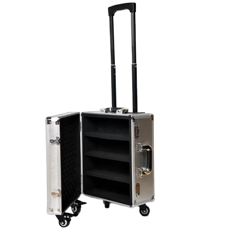 

Customizable Waterproof Aluminum Trolley Case Plastic And EVA Material For Equipment Storage Shockproof OEM/ODM Supported