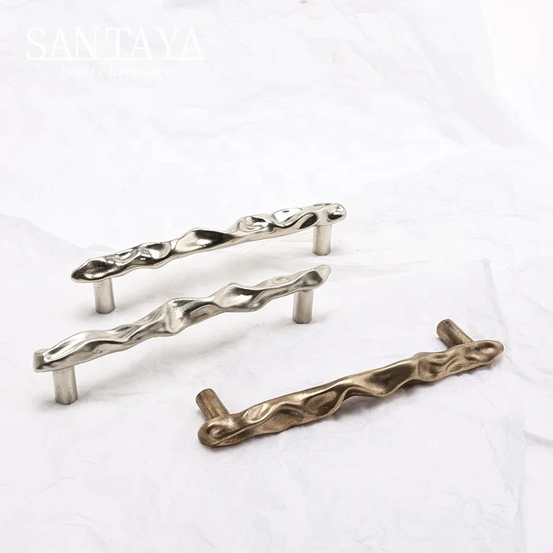 Santaya Bronze Art Handles Stone-shaped Kitchen Cabinet Pulls Bedroom Wardrobe Drawer Knobs Furniture Handle