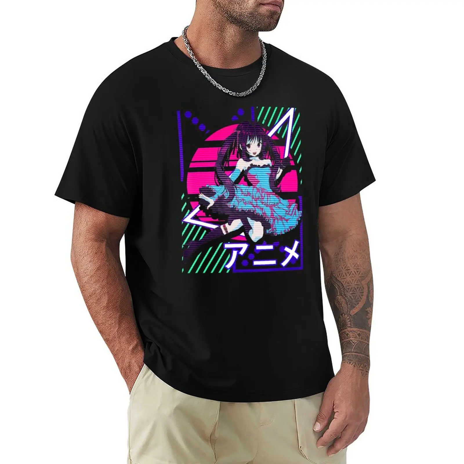 Aesthetic Vaporwave Anime Girl EDM & Trance Dance Music T-Shirt Work Wear Lightweight Tee
