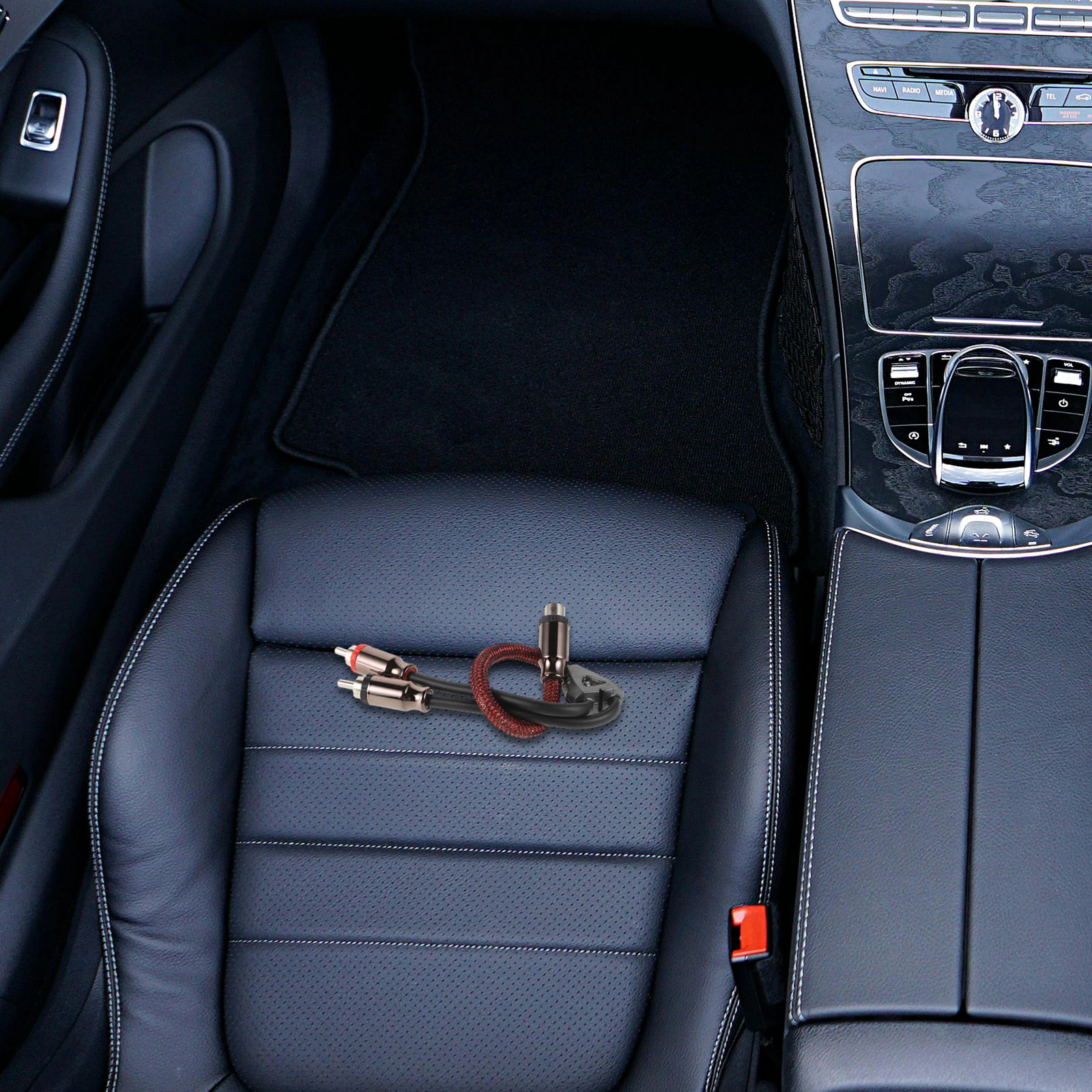 

Dual Car Cable Power Amplifier Subwoofer Wire Speaker Cable For Car Audio Sturdy Copper Reliable Signal Transfer Mesh Design