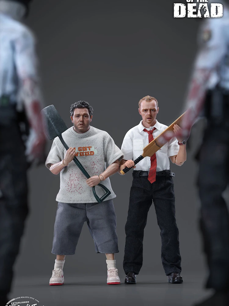 Jogar brinquedos artesanais pc003 figuras de ação dupla versão 1/12 shaun a gordura do zumbi masculino brits of the dead mini estatueta de 6"