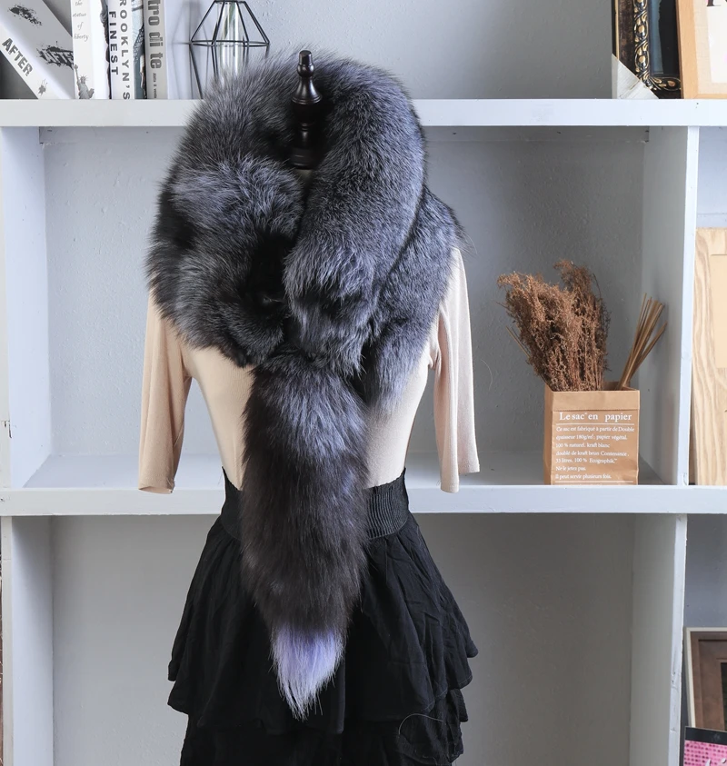 2024 Party Luxury Brand Women Real Winter Fox Fur sciarpe Natural One Piece Fox Fur Collar Warm Soft vera pelliccia di volpe sciarpa