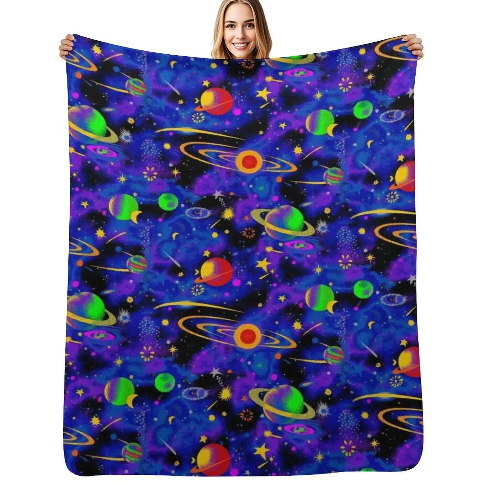 

Neon Space Throw Blanket Flannel Giant Sofa Fashion Sofas Camping Blankets