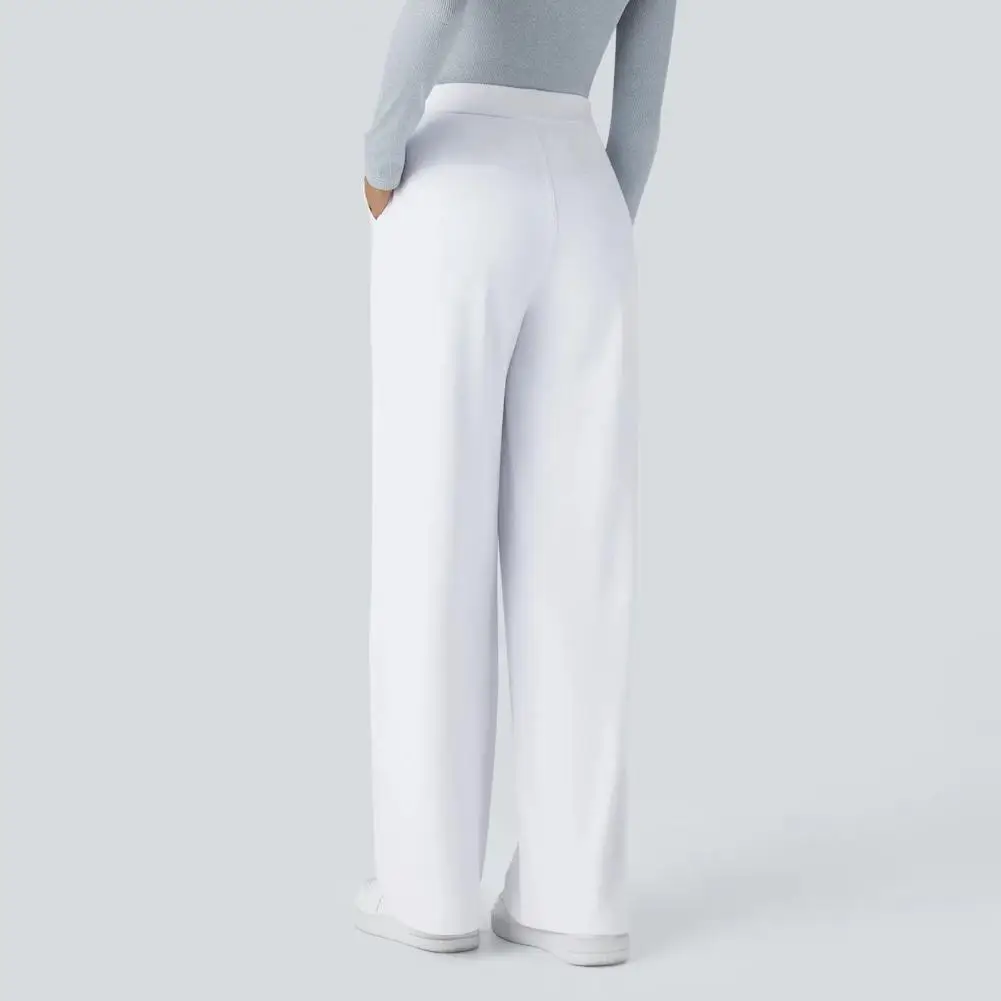 Pockets Business Pants Women’s High Waist Wide Leg Pants Wrinkle Resistant Business Trousers with Side Pockets Plus Size