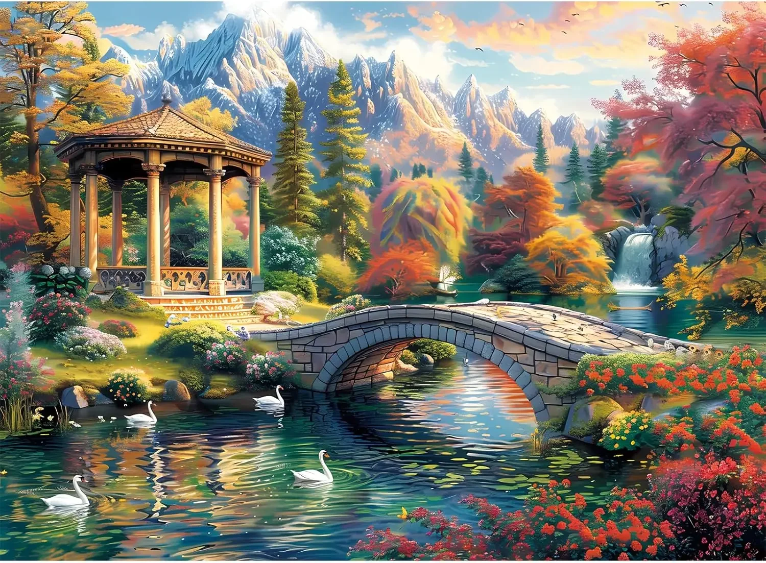 

Swan Forest Adult Wooden Puzzle 1000/500/300 Pieces Jigsaw Puzzles for Gameroom Bedroom Livingroom Party Birthday Gift