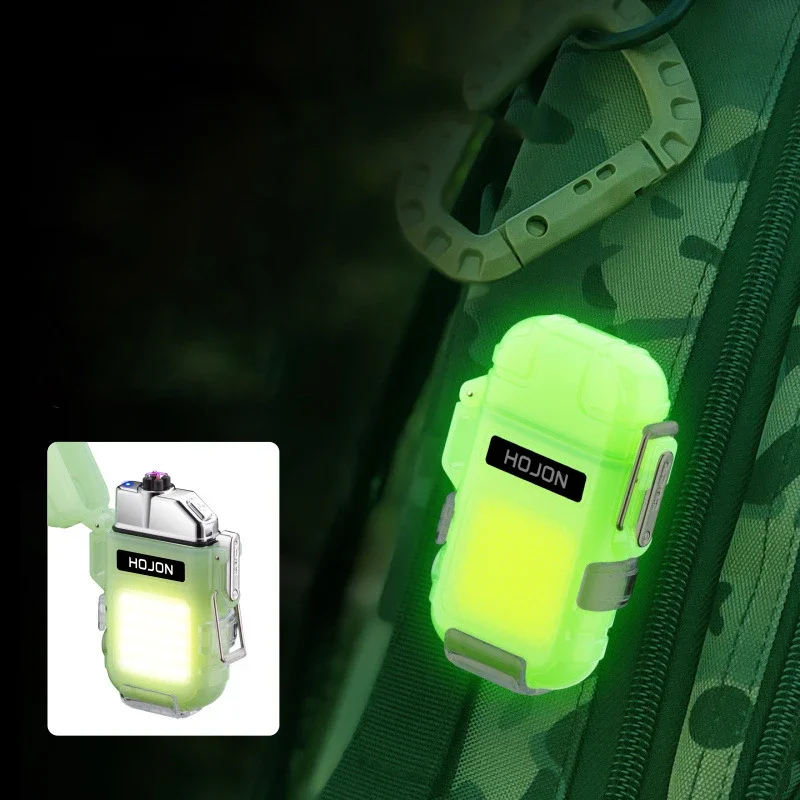 Leuchtendes, transparentes, wasserdichtes Feuerzeug, Plasma-Doppelbogen, winddichtes Feuerzeug, wiederaufladbares USB-Feuerzeug, Outdoor-Camping-Geschenk