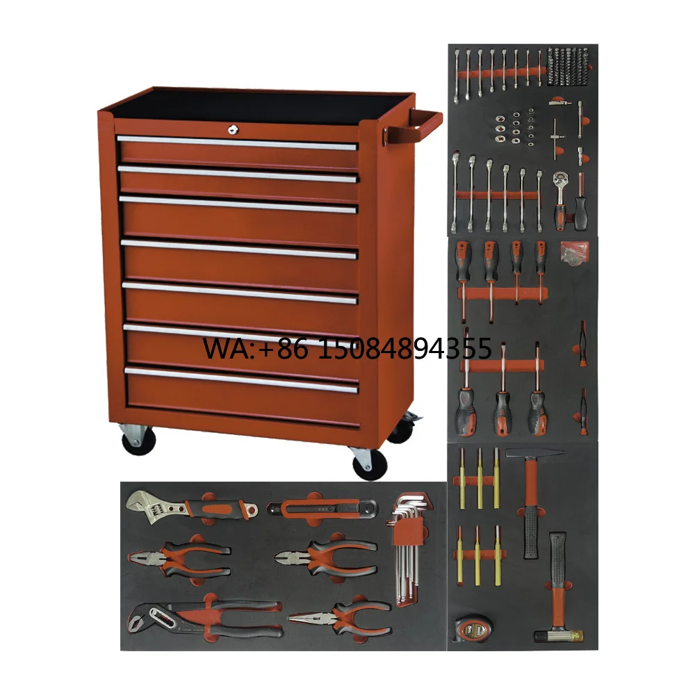 

CE Certified 188 Pcs Auto Repair Storage Tool Cabinet 7 Drawers Steel Metal Tool Box/Cart/Chest With Tools Juego De Herramientas