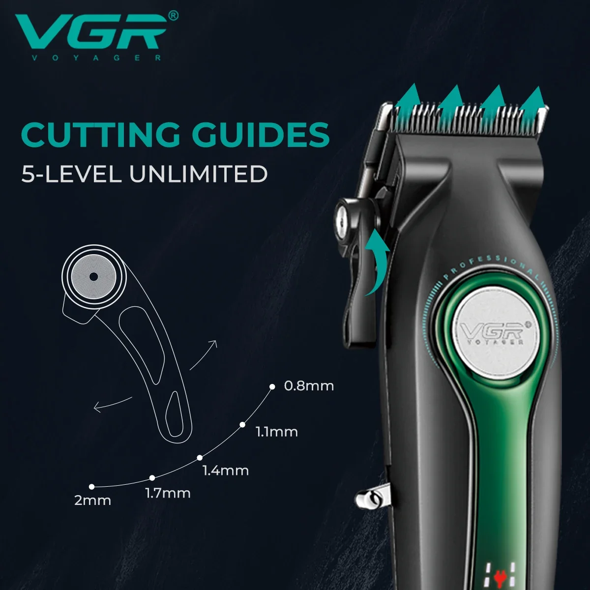 VGR Hair Trimmer Cordless Hair Cutting Machine Professional Clippers Barber Electric Trimmer BLDC Motor Hair Trimmer Men V-010