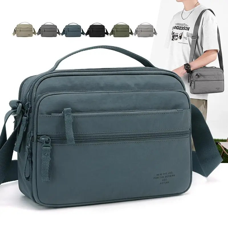 Men's Lightweight Oxford Cloth Crossbody Bag - Multi-Layered Durable Sling for Daily Commute And Travel - Shoulder Chest Bag