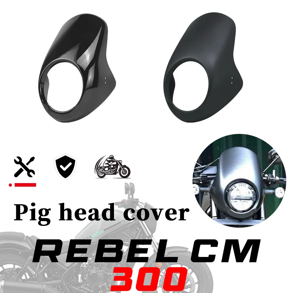 Fit For honda Rebel300 CMX300 Modified pig head cover, retro windshield fairing for 300cmx