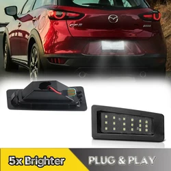 2Pcs For Mazda3 Mazda 2 2015-2017 CX-3 2015-2021 LED License Plate Lights Car Rear Number Lamps 18SMD White Canbus OEM#B45A512L0