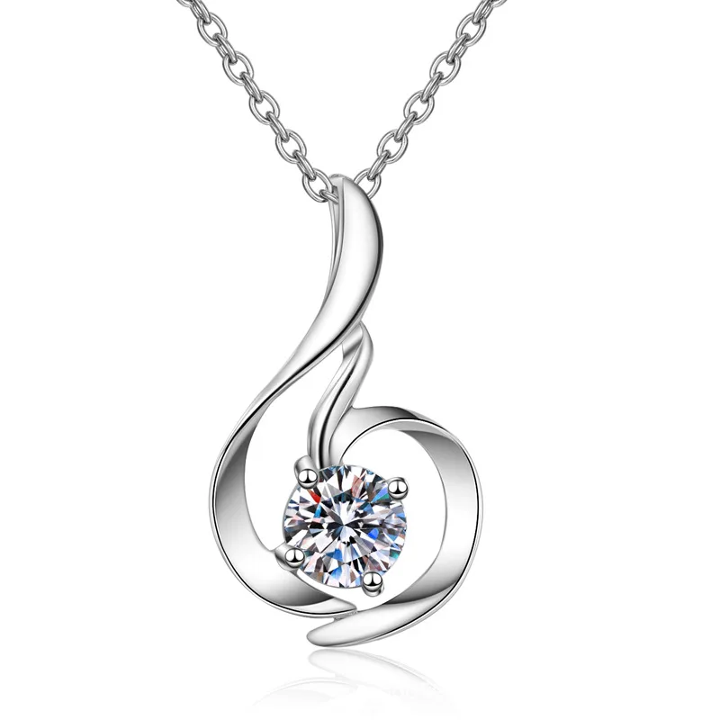 Elegant PT950 Platinum Women's 80-Point Moissanite Swan Pendant Necklace, Geometric Irregular Diamond-Set Collar Necklace
