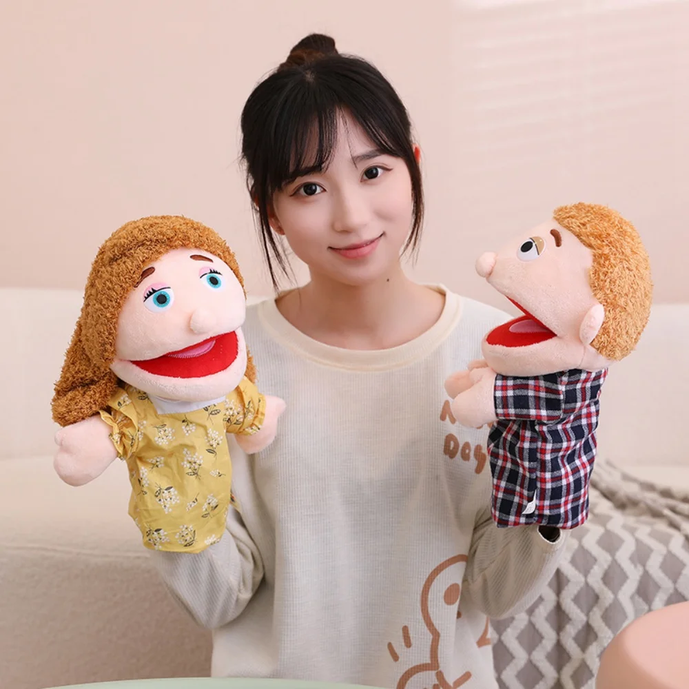 28-33cm Lovely Family Hand Puppets Soft Stuffed Toy Doll Dad Mum Brother Sister Cosplay Plush Doll Storytelling Teaching Toy