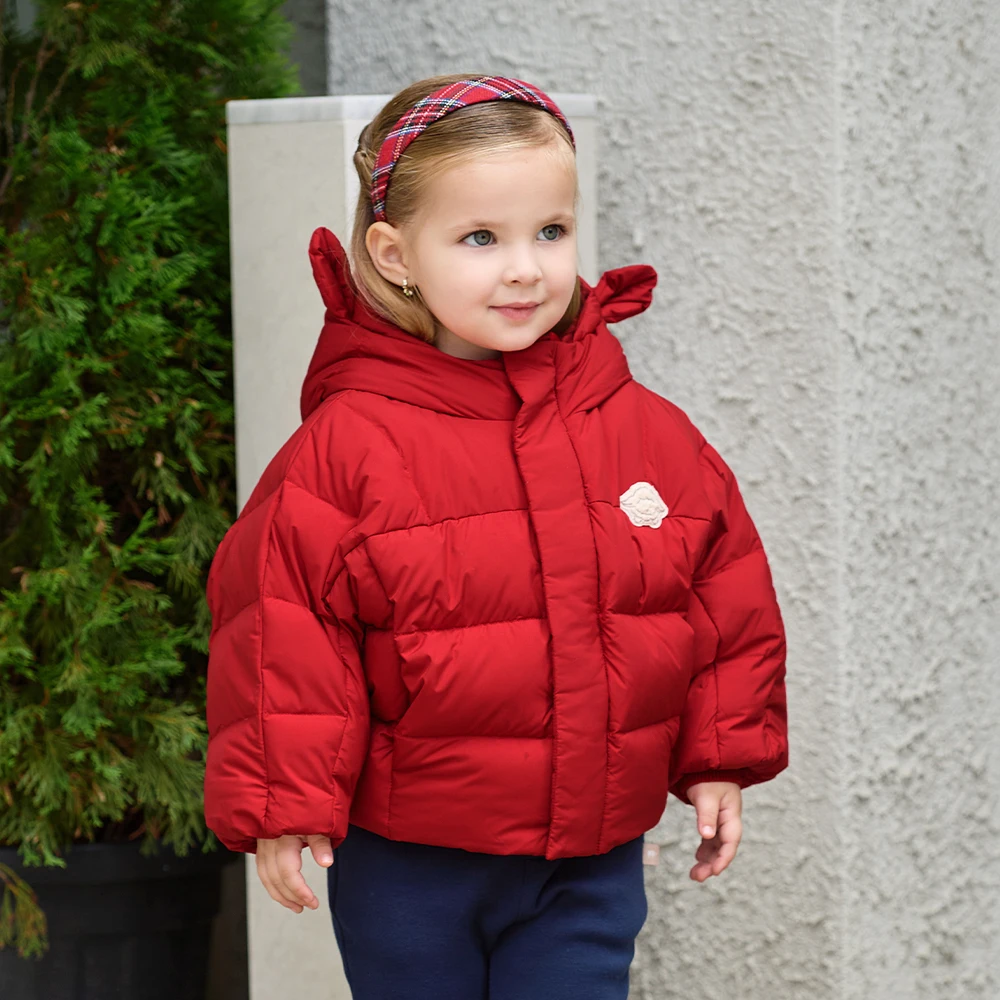 Dave Bella Girls Boys White Duck Down Hooded Jacket Children Red Winter Warm Thicken Coats Outwear Clothes DB4264726﻿