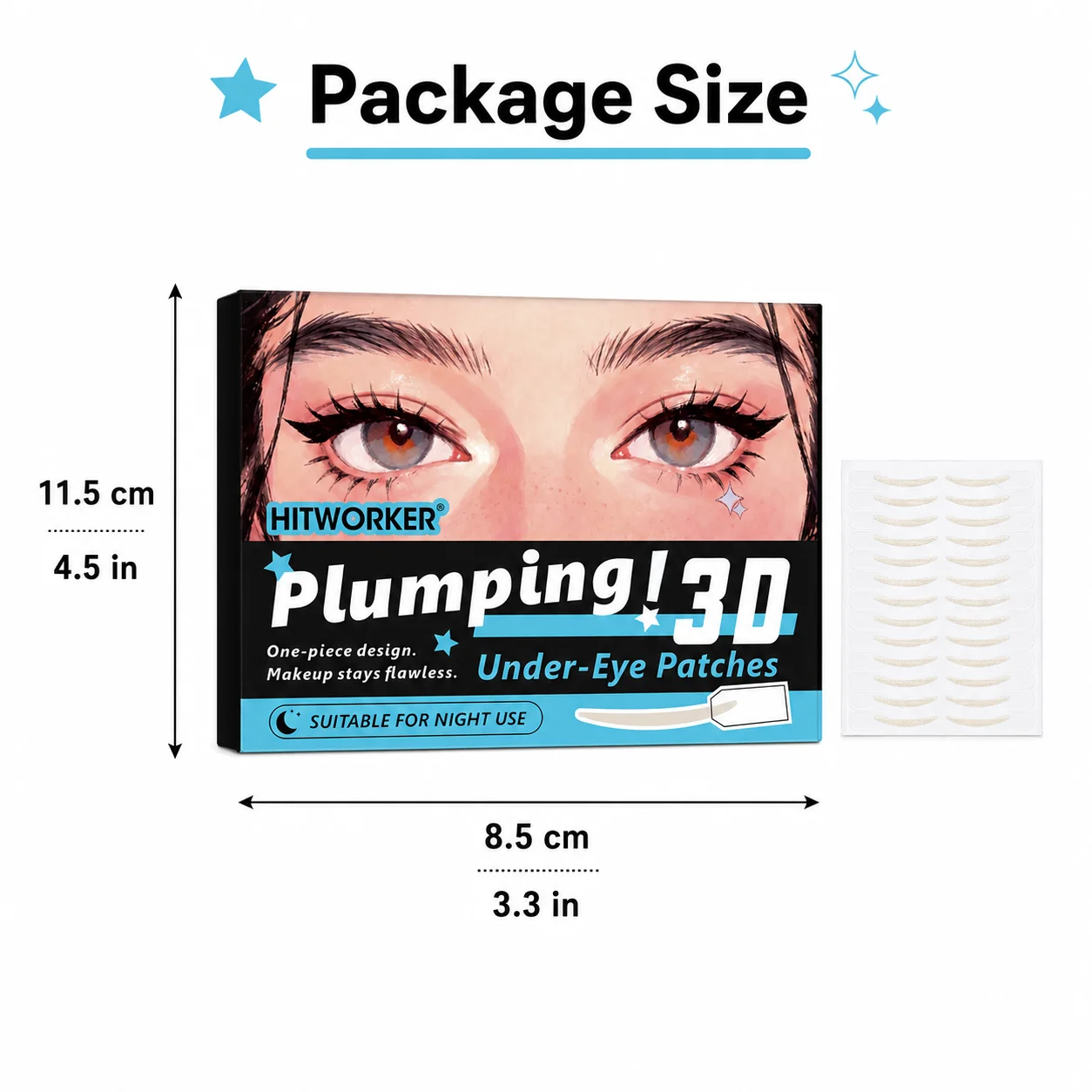 120PCS Under-Eye Accent Tape, Curved Soft Mesh Eye Styling Patches, Natural Beige Aegyo Sal Makeup Accessories