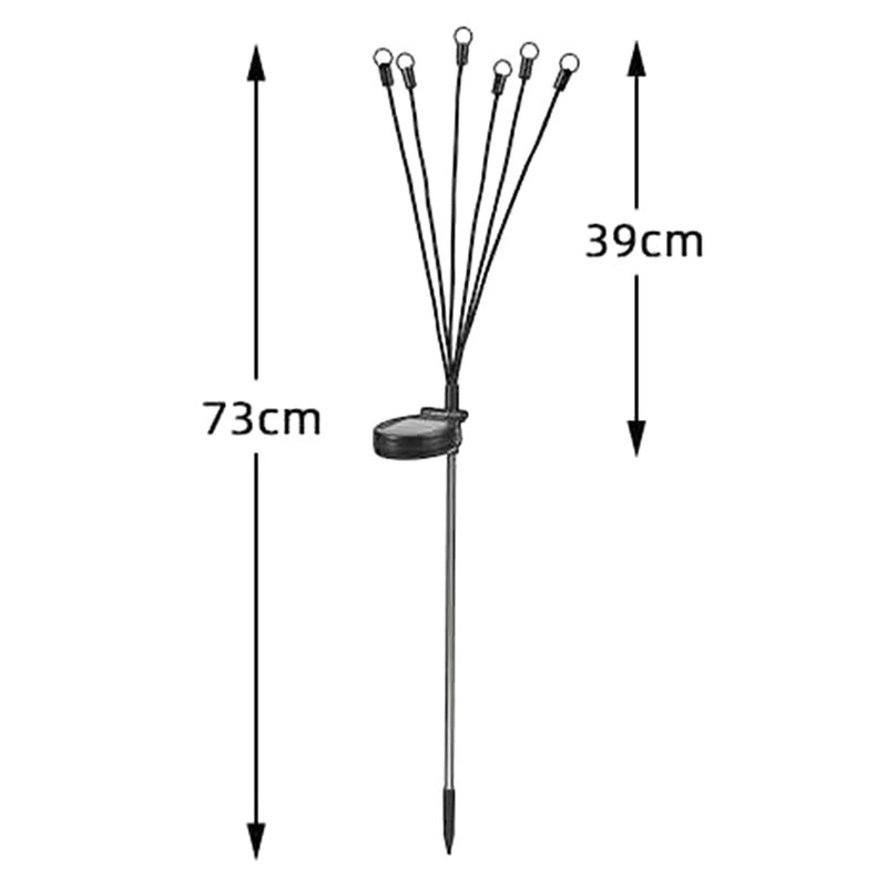 Paquete de 2 luces solares de 12 LED, nuevas luces de camino de luciérnaga mejoradas, balancín por el viento para patio exterior
