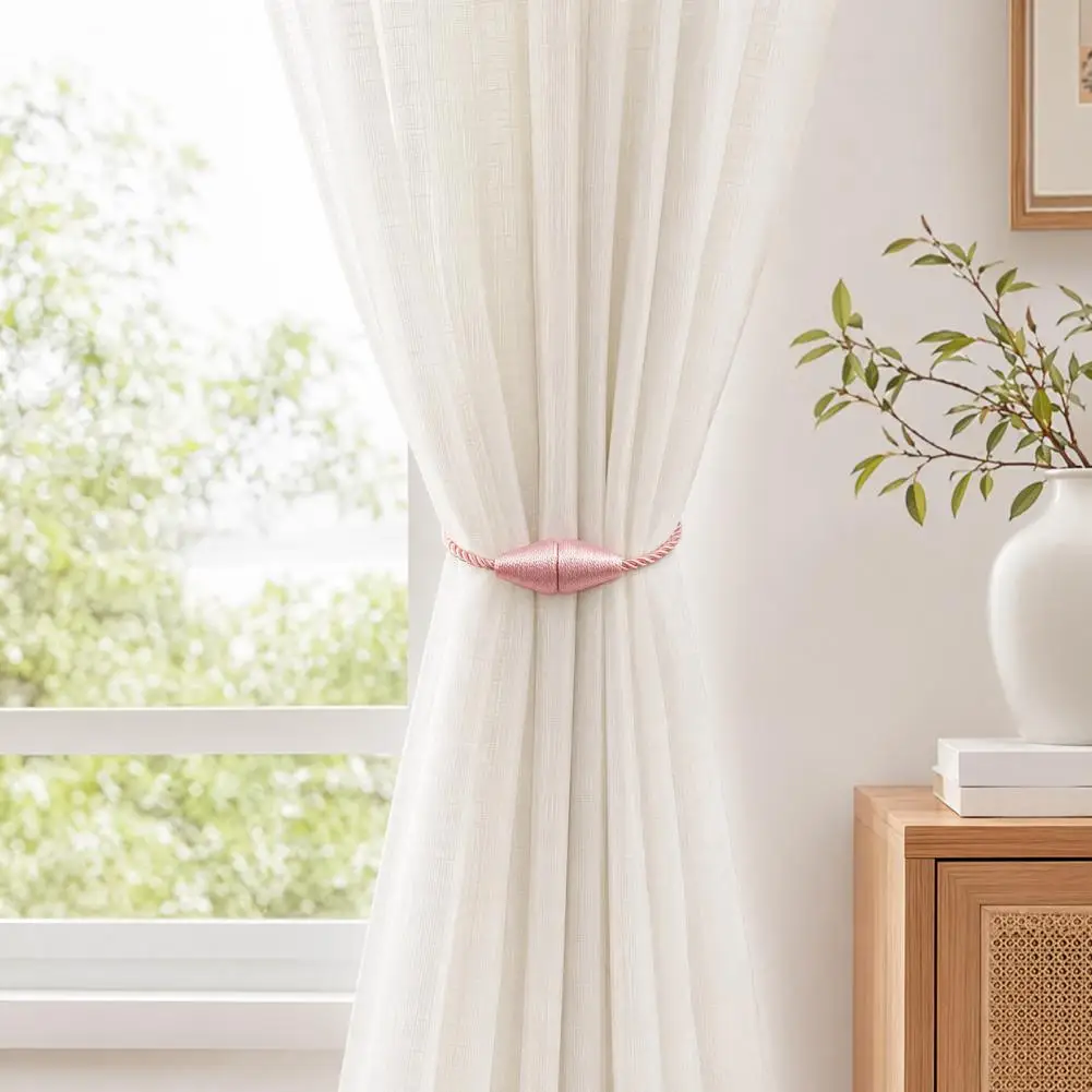 Strong Magnet Curtain Clip Magnetic Curtain Tiebacks Magnetic Cone Curtain Tieback Set Decorative Twist Rope Drapery for Room