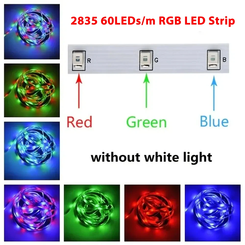 3AA Zasilanie bateryjne 5V Taśma LED RGB SMD 2835 60LEDs/m Elastyczna taśma świetlna Niebieski Biały Ciepły Biały Taśma LED Podświetlenie TV PC