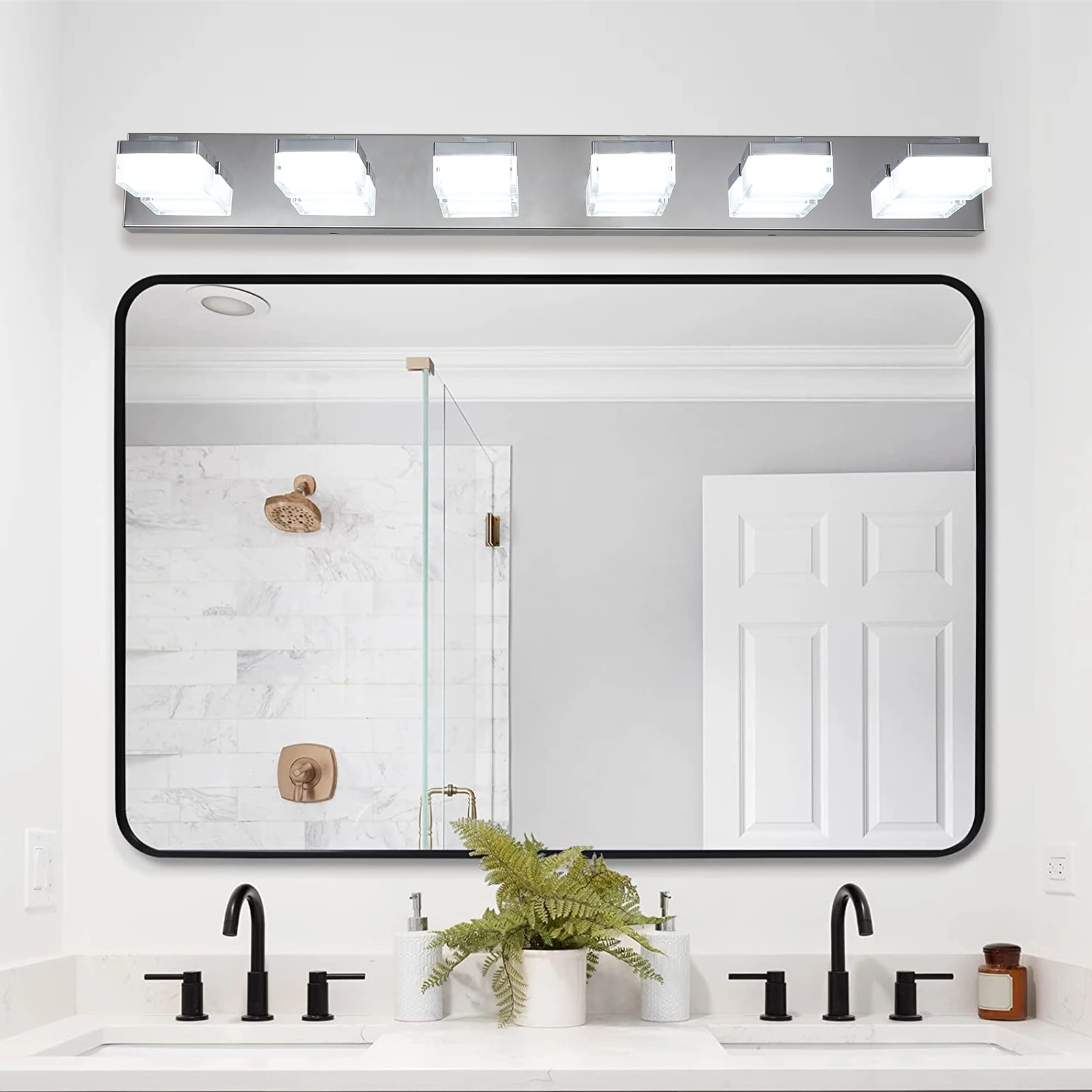 

Modern 6-Light Chrome LED Vanity Mirror Light Fixture For Bathrooms And Makeup Tables