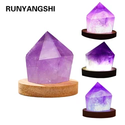 Natural Quartz Amethyst Point Crystal Lamp Reiki Healing Home Decor Mineral Specimen Collection