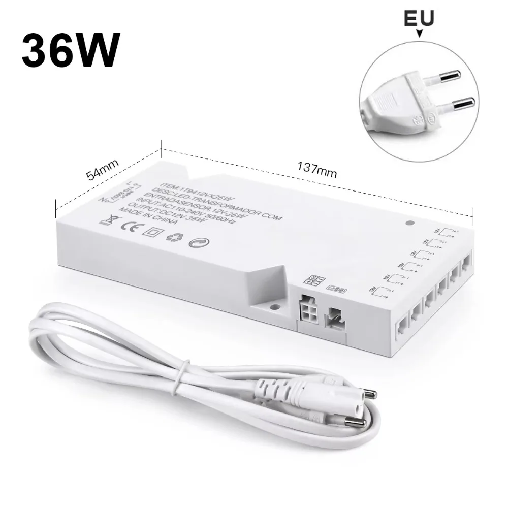 DC12V LED Lighting Transformer 110-250V 2A 3A 5A 8A Power Supply Adapter DIY Port LED Strip Driver for Integrated Lighting