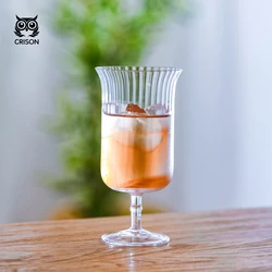 INF06 CRISON Striped crystal glass cup/Long drink cocktail glass/HIGHBALL GLASS/mixologist 345ml