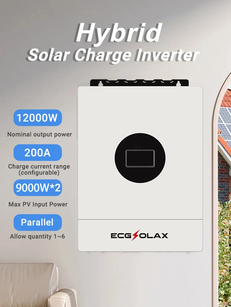 ECGSOLAX 120 فولت/240 فولت عاكس للطاقة الشمسية الهجين 36KW 48 فولت خارج الشبكة الشمسية الهجين العاكس المدمج في واي فاي الولايات المتحدة القياسية سبليت المرحلة العاكس