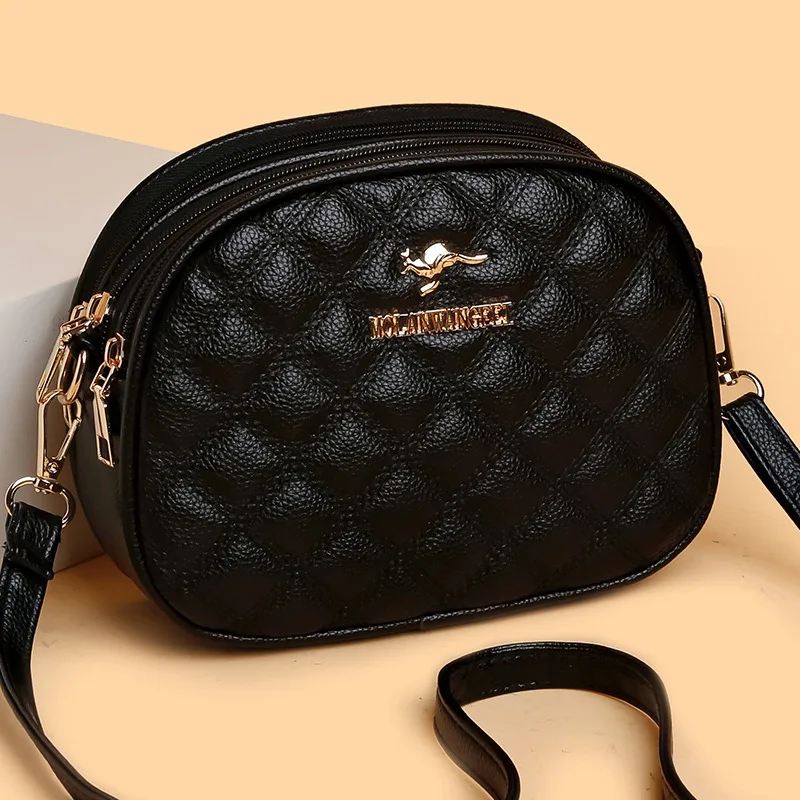 Women New High Appearance Level Three Layer Diamond Lattice Shoulder Fashion Crossbody Mobile Phone Bag