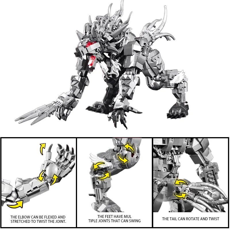 Creativo 813 pezzi notte oscura lupo mannaro figurine blocchi di costruzione MOC armatura argentata Mecha Wolfman mattoni giocattoli per bambini ragazzi regalo