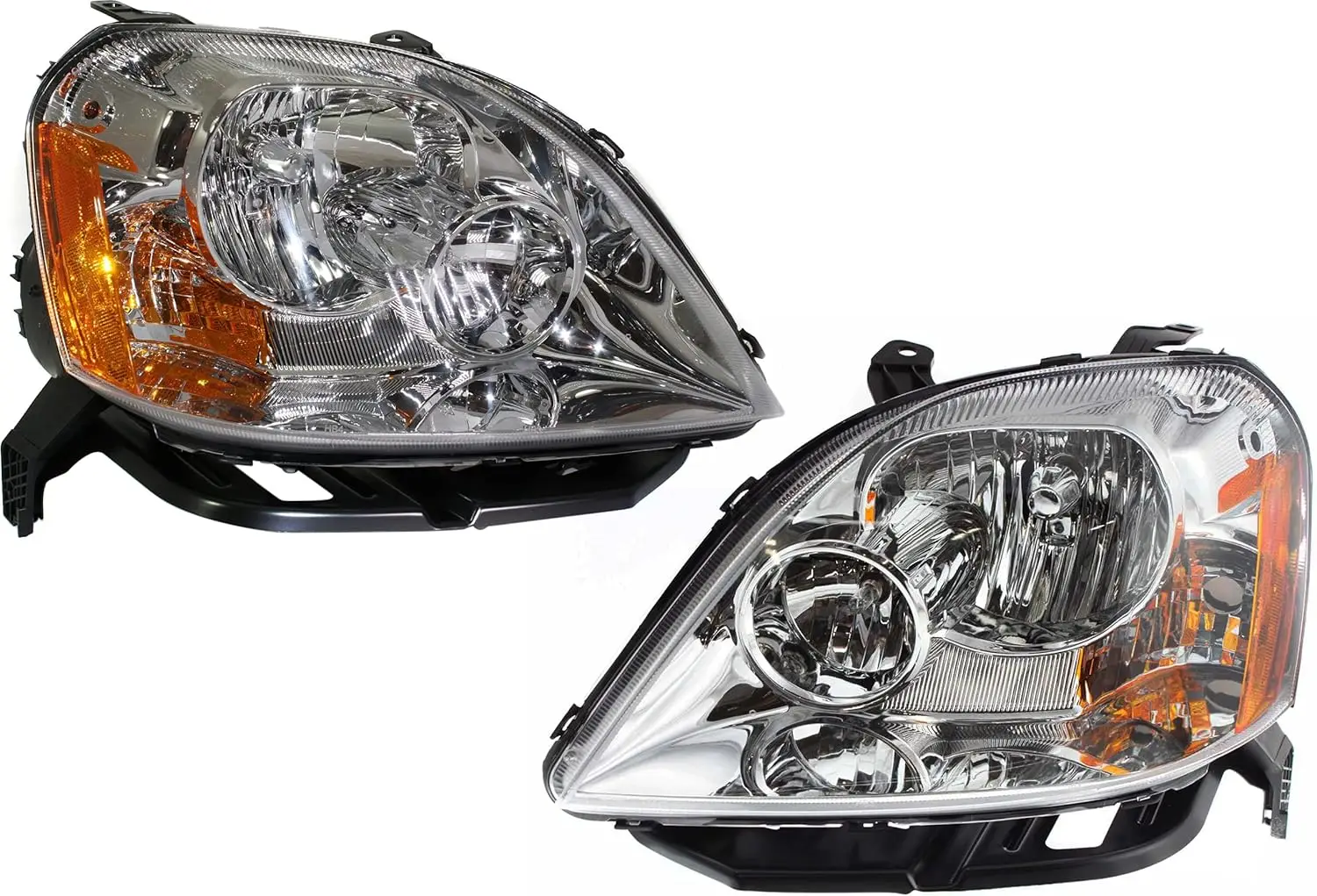 Driver and Passenger Side Halogen Headlight Assembly with Bulbs for 2005-2007 Five Hundred, No Signal Socket