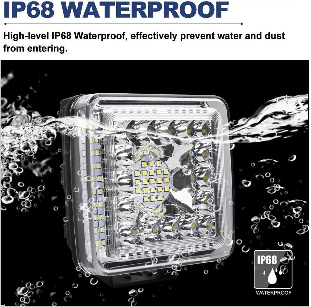 New 4inch led car work lamp 105w square light 12v24v high light truck forktruck work light bar Adjustable waterproof spot flood