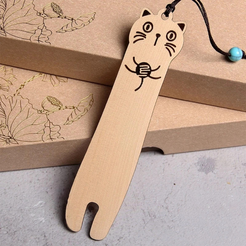 1 para zakładek do książek śliczne koty ręcznie robione drewniane zakładki kreatywny znacznik strony ze zwierzętami