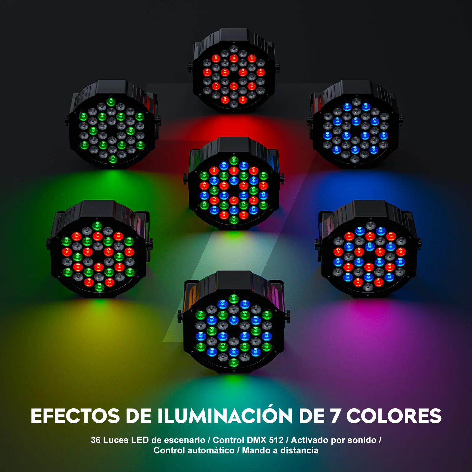 4PCS 36LEDs Par Lights RGB Par Projector Club Lights Remote Control Stage Effect Lighting for Disco Party Bar Theater Live Show