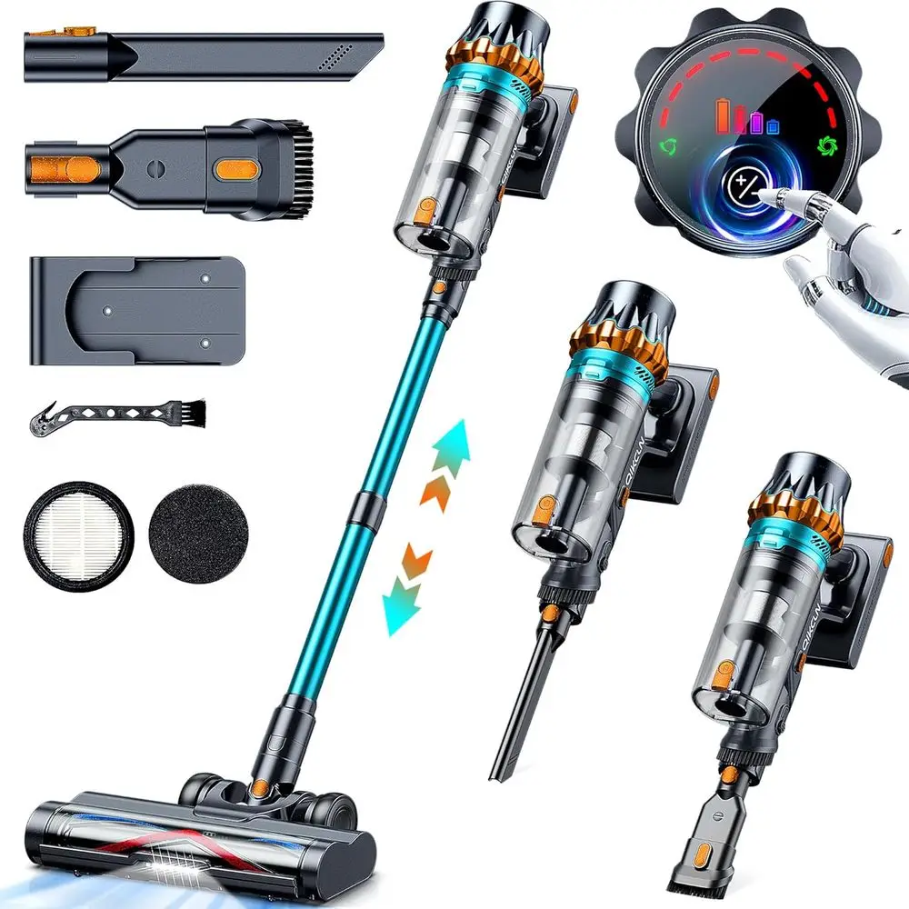 

450W 45Kpa Lightweight Stick Vacuum Cleaner with LED Lights, Brush Motor & 45 Minutes Runtime