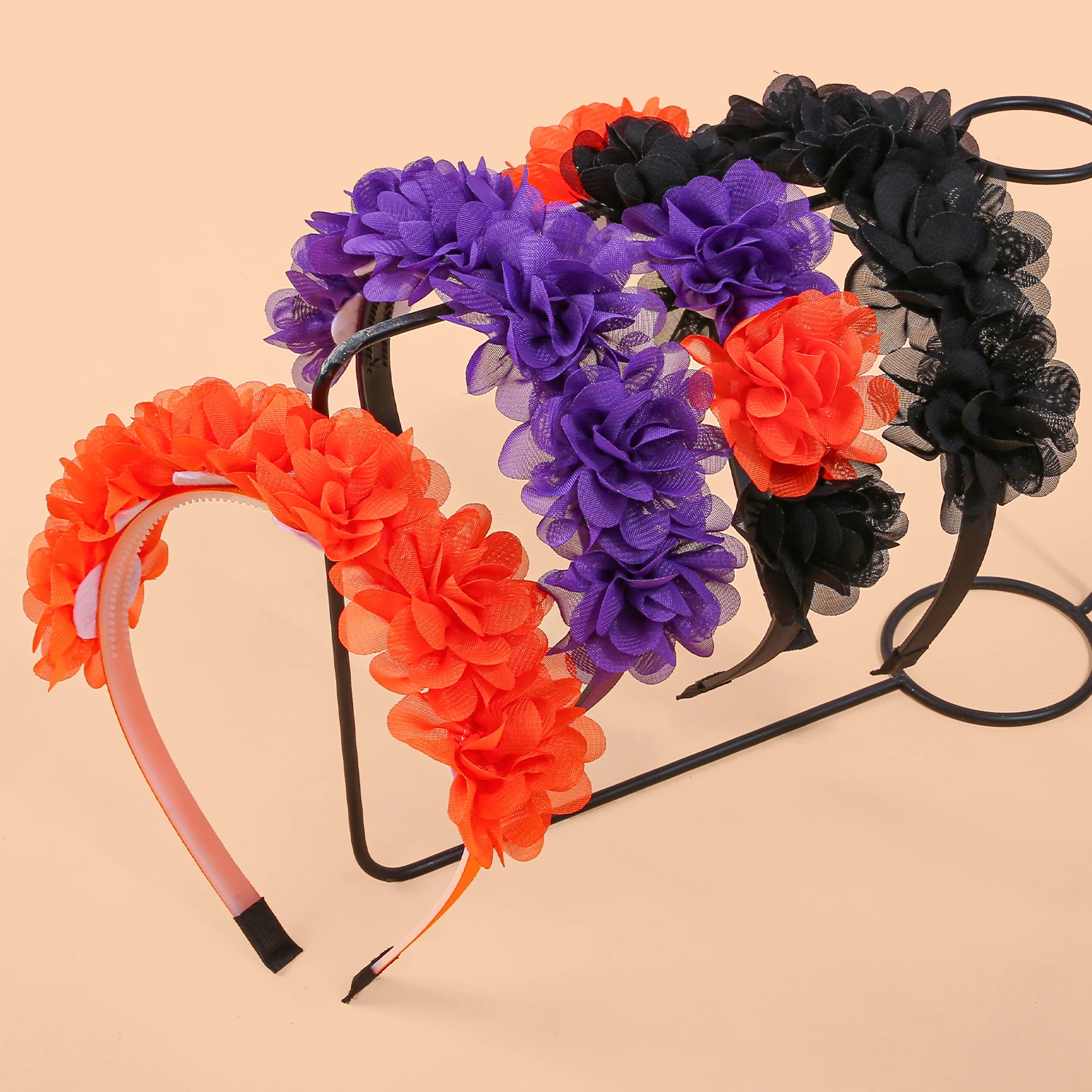 1/4pcs Cartoon Halloween Chiffon Flower Headbands Halloween Party Hairbands Kids Floral Headband Halloween Hair Accessories