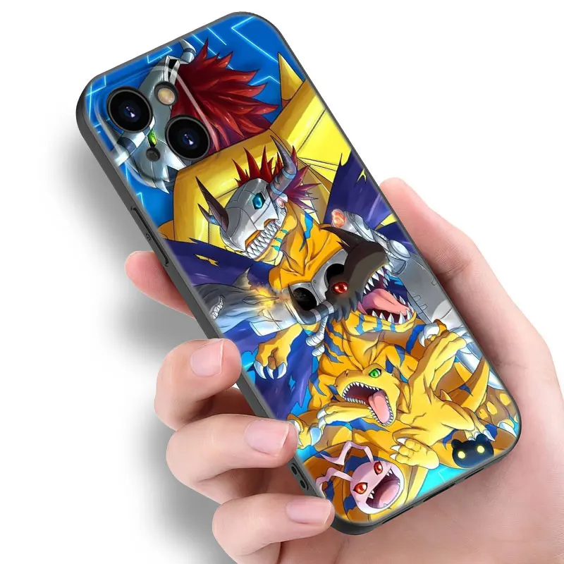 Anime D-Digimon Adventure Black Silicone Phone Case For Apple iPhone 12 13 Mini 11 14 15 Pro Max 7 8 Plus X XR XS SE 2020 2022