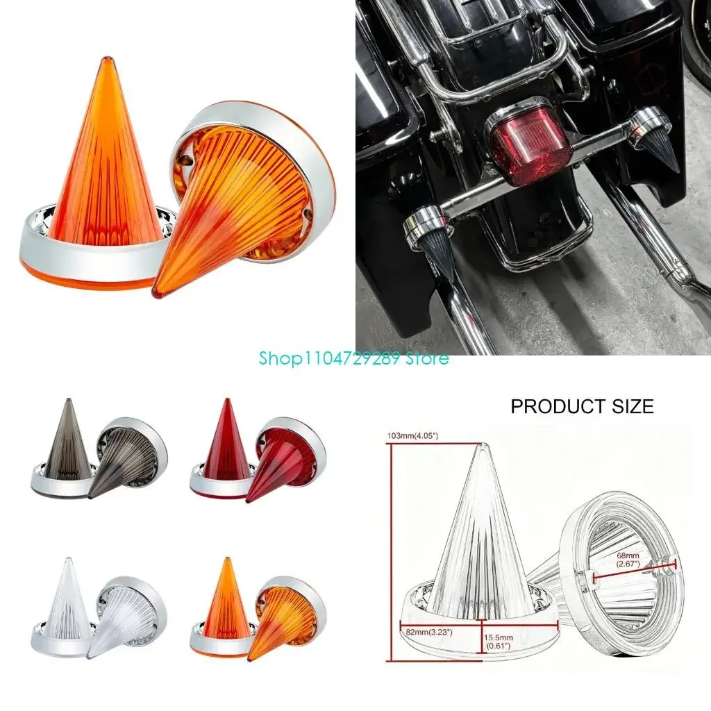 Par de Cubiertas para Luces Intermitentes de Motocicleta, Rango de Compatibilidad 1986-2021, Lente Puntiaguda Acanalada, Base Re