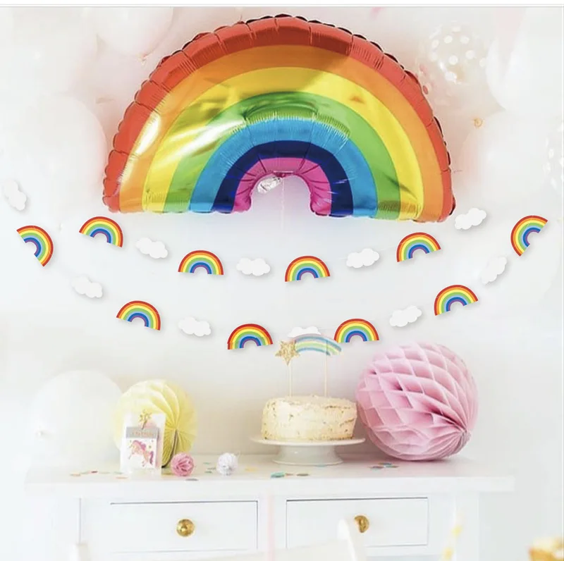 Rainbow Cloud Paper Garlands Rainbow Theme Happy Kids Boy Girl Birthday Party Decor Unicorn Girl Birthday Party Rainbow Banner