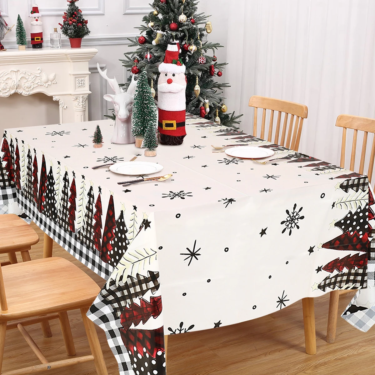 Christmas Santa Claus Tablecloth Merry Christmas Decoration for Home 2024 Desktop Xmas Ornament Navidad Natal New Year Gift 2025