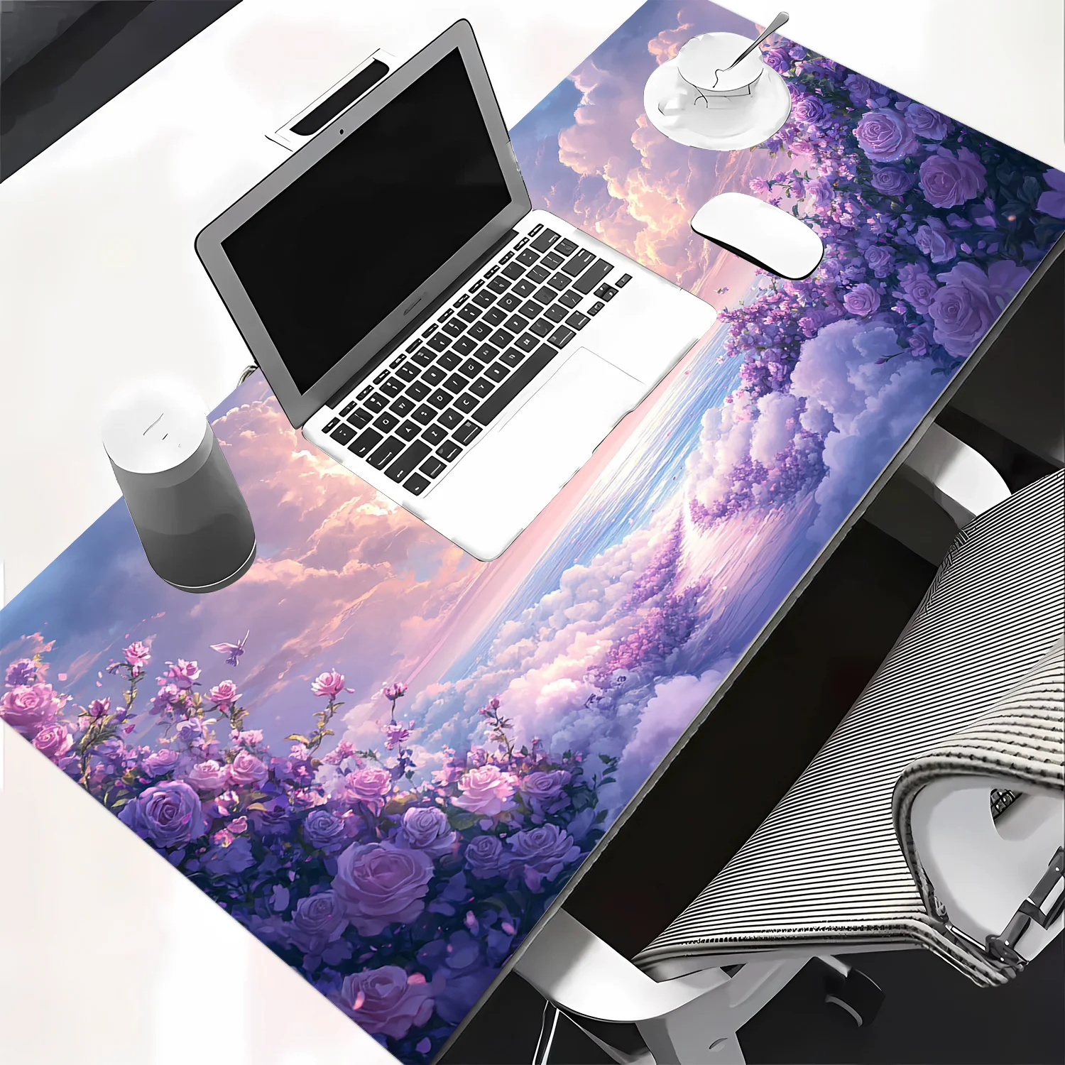 Tappetino per mouse da gioco grande fantasia floreale da 1 pezzo, design floreale dei cartoni animati, tappetino per tastiera durevole per desktop e laptop, ideale per Capodanno,