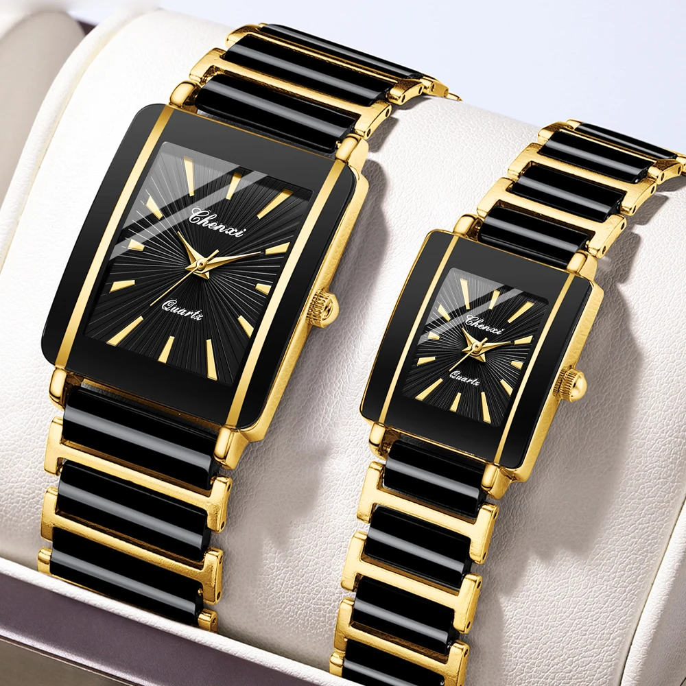 CHENXI Fashion Luxury Couple Watches Top Brand Men Women Quartz Wristwatch Lover Waterproof Stainless Steel Valentine Gift