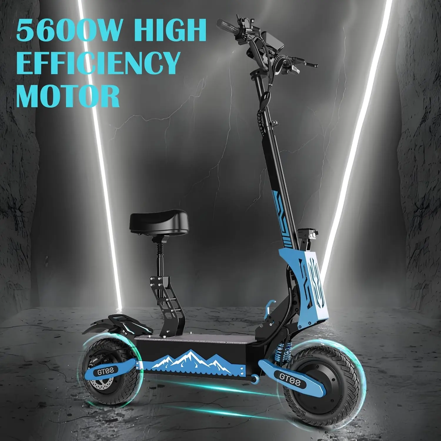 

5600W Adult Electric Scooter Dual Motor Top Speed Sport Folding eScooter with Detachable Seat