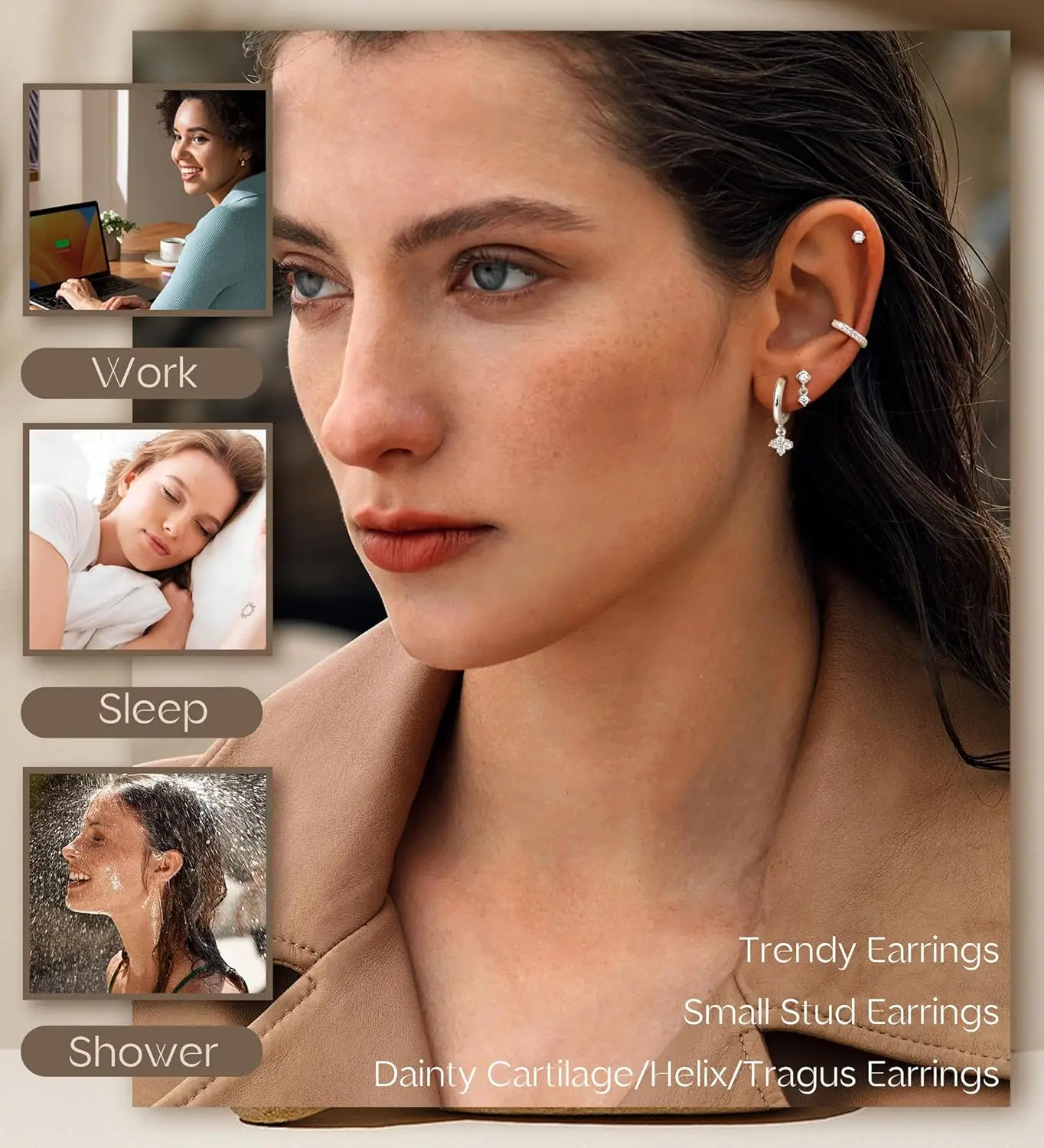 ボビスティ 敏感な耳のためのイヤリング 1個 サージカルステンレス製イヤリング 女性用 細身のフラットバックイヤリング スタッドフープ軟骨用