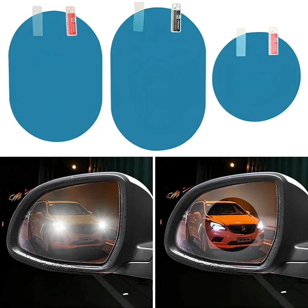 2X Car Stickers Rearview Mirror Protection Against Rain Fog Transparent Film Anti-glare Rainy Days Clear Vision Auto Accessories