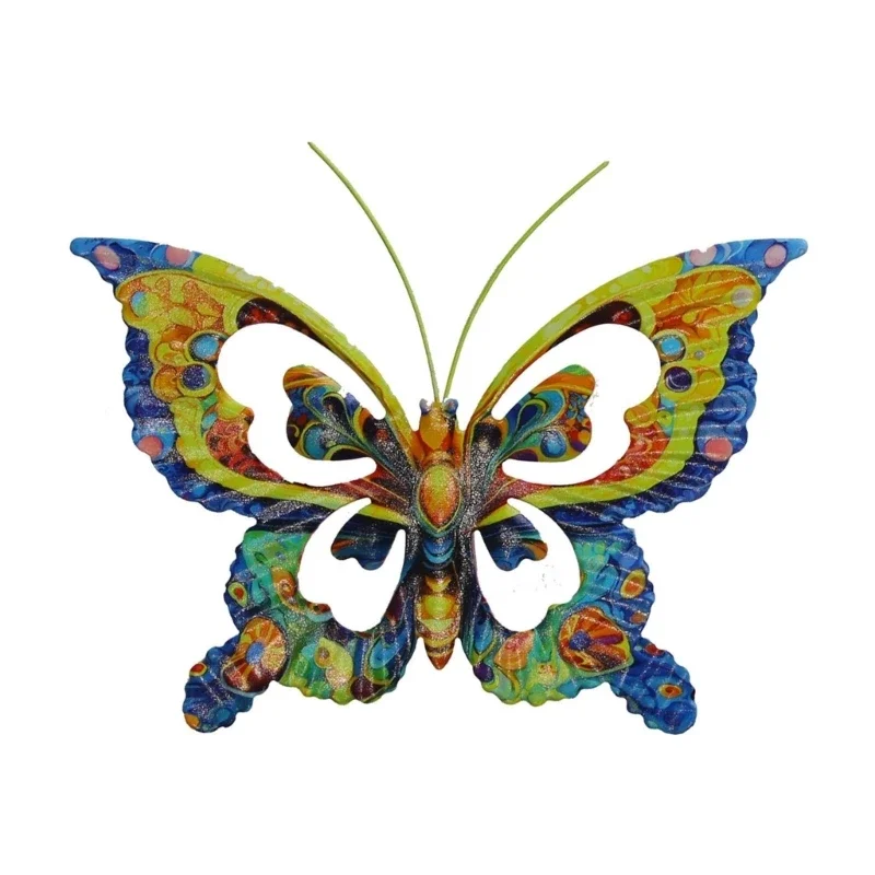 Hollow Out Colorful Metal Butterfly Wall Art Decoration Garden Ornament Outdoor Indoor Iron Sculpture Wall Hanging Decor