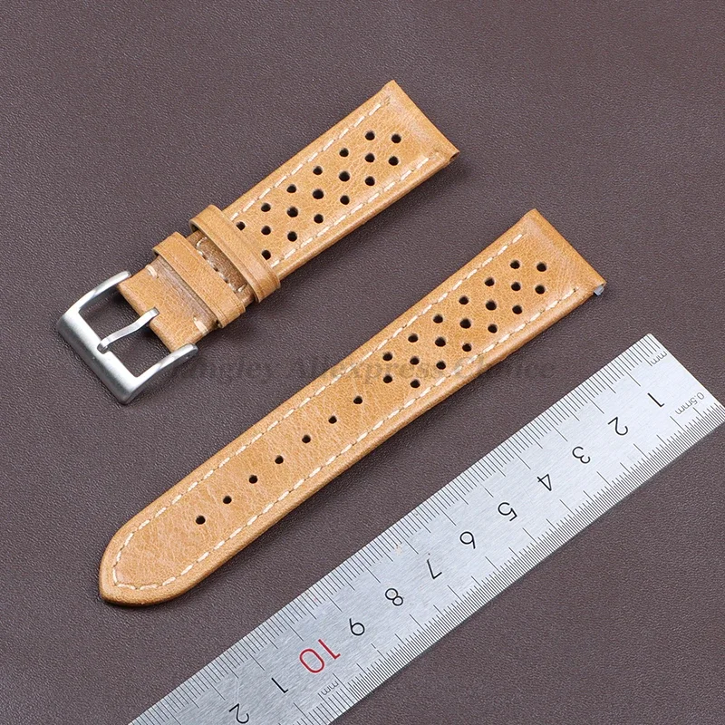 Quality Genuine Leather Strap Soft Cowhide Breathable Watchband 18mm 20mm 22mm for Tag Heuer for Seiko for Huawei Watch Bracelet