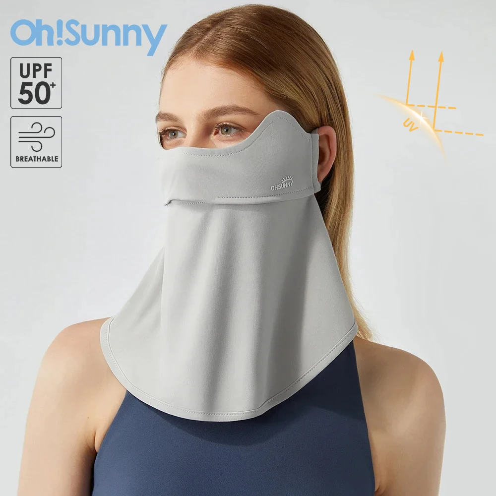 Ohsunny-capa de rosto com pescoço para mulheres, upf1000 +, anti-poeira, proteção solar, secagem rápida, macia, respirável, lavável, ajustável