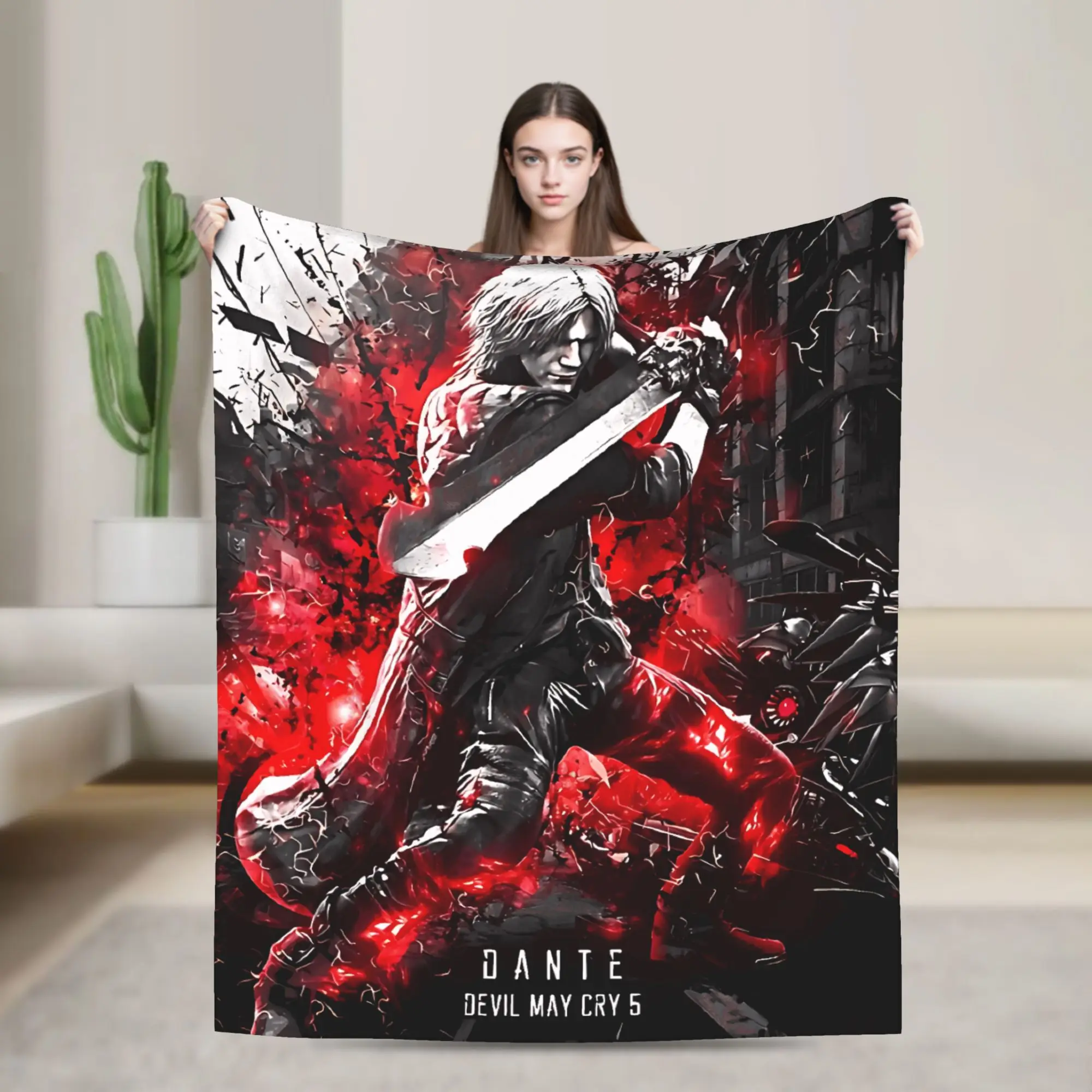 Devil May Cry 5 Dante Flannel Blanket Warm Throw Blanket for Bedroom Camping Aesthetic Bedspread Sofa Bed Cover
